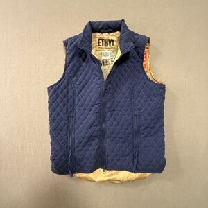 Ethyl Denim Jeans Blue Quilted‎ Printed Lining Vest Women Size S